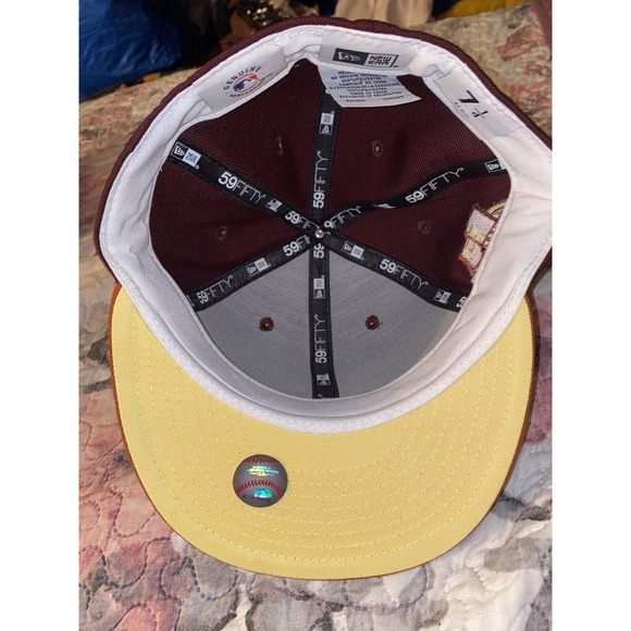 PITTSBURGH PIRATES 1887 EST YELLOW BRIM NEW ERA FITTED HAT Orange Mask 7 1/4 - Picture 4 of 9